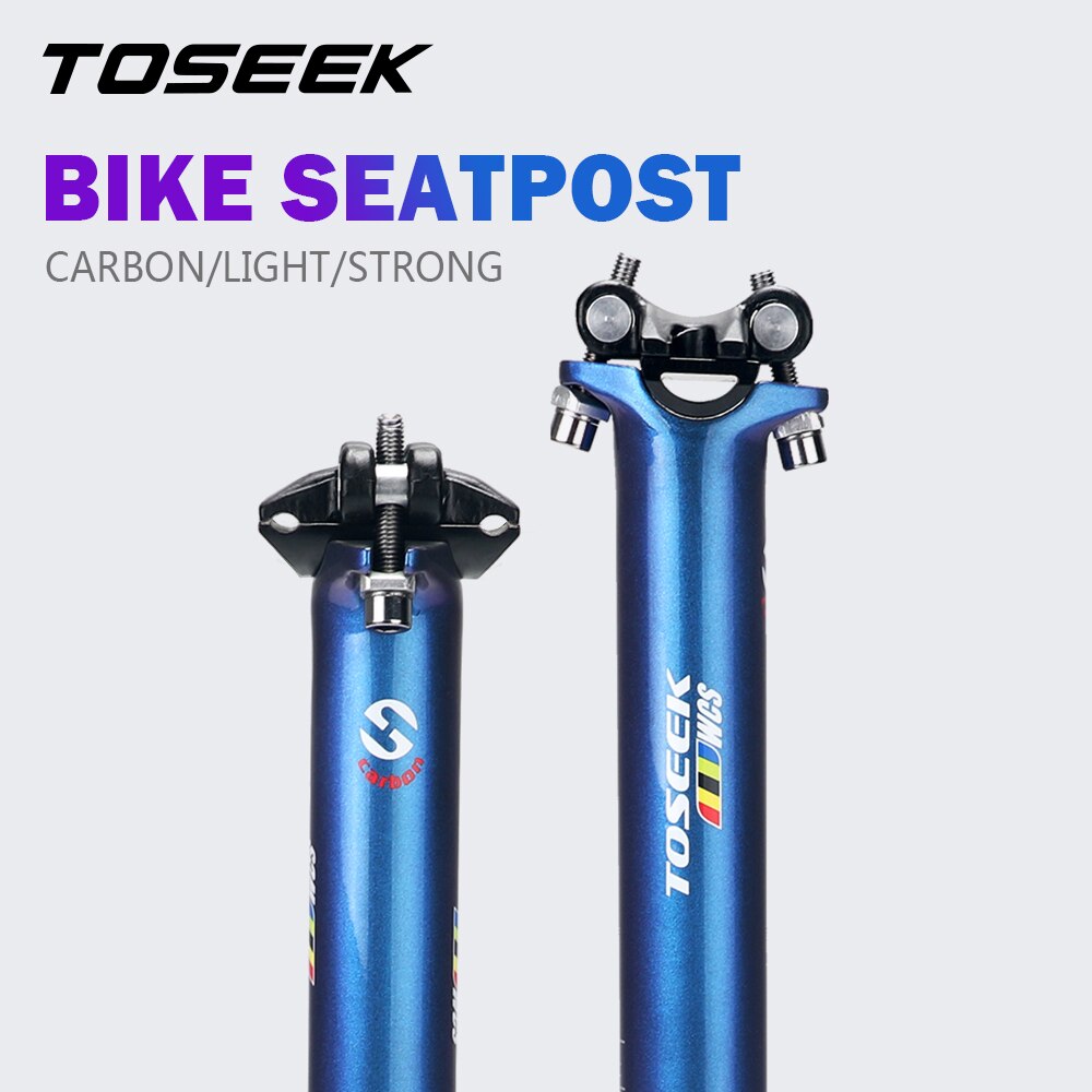 TOSEEK Carbon Seatpost dazzle Blue to purple Mtb Seatpost Offset 0mm Bike Seatpost Carbon 27.2/30.8/31.6mm Bicycle Seat Post
