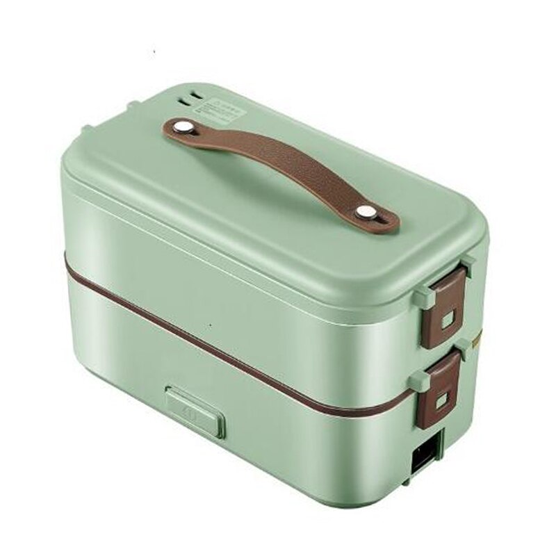 220V Double-layer Electric Microwave Heating Lunch Box Food Storage Container Portable Electric Heating Insulation Microwave Box: green