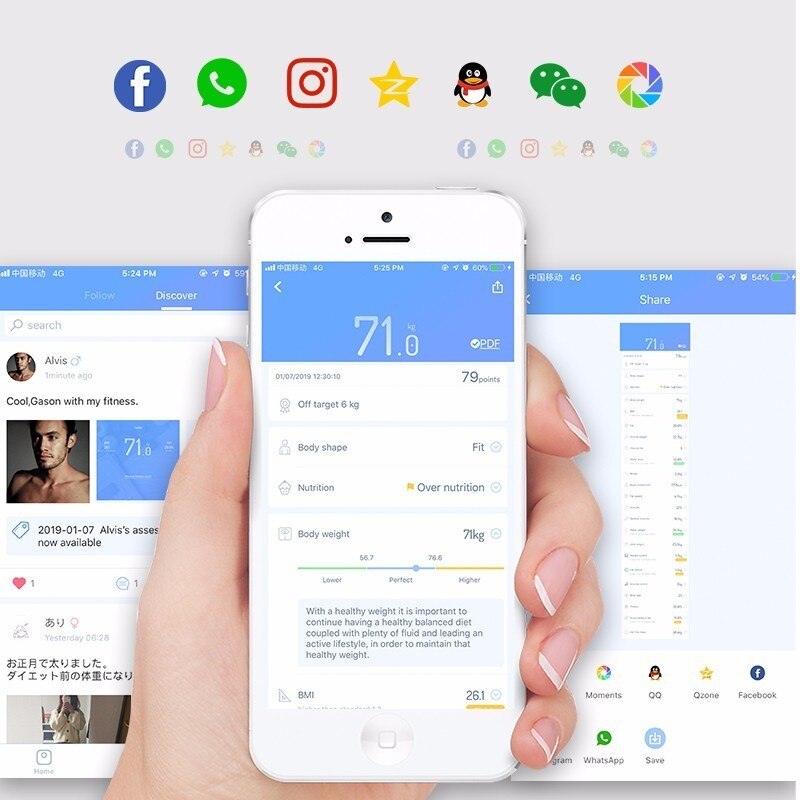 Gason S6 Weegschaal Lichaamsvet Weegschalen Floor Elektronische Led Digitale Badkamer Balans Bluetooth App Smart Bmi Schaal
