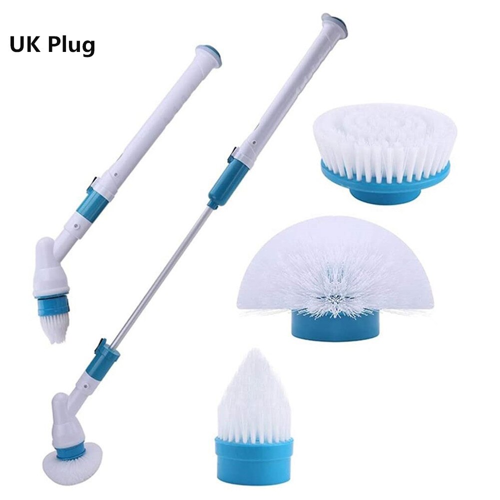 Turbo Scrub Electric Cleaning Brush Adjustable Waterproof Wireless Charging Bathroom Bathtub Kitchen Cleaning Tools Set: UK Plug