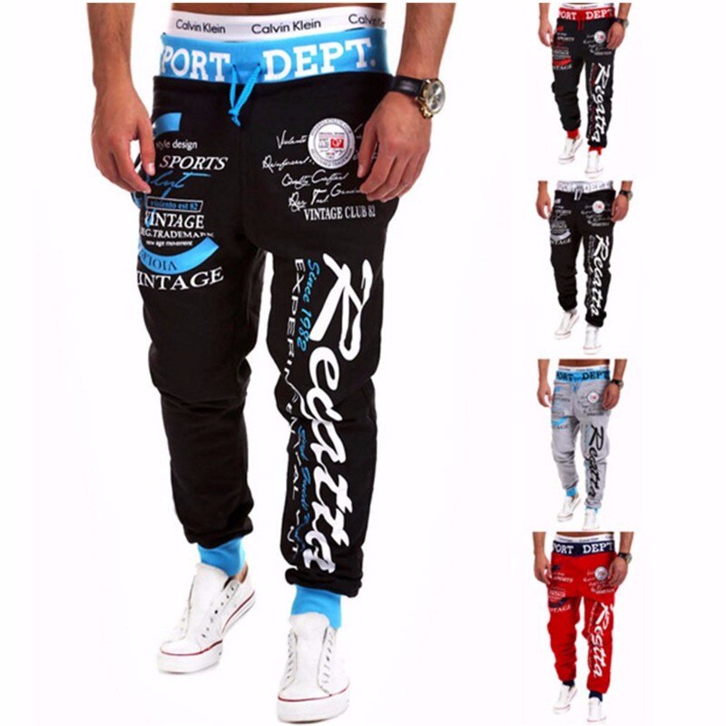 Bukser baggy herre bogstavtryk baggy harem cool lange bukser joggers wear plus size m-xxxl snøre: Xl / 1