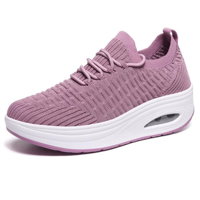 Zapatos de tonificación ligeros para mujer, zapatillas transpirables con cuña de 5cm de altura, para caminar, novedad de