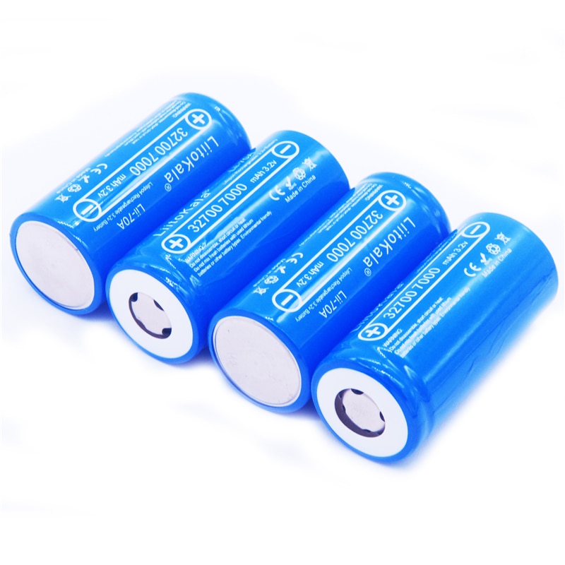 Bateria recarregável liitokala lii-70A 32700 lifepo4, pilha 7000mah 3.2v lifepo4 com parte superior reta para lanterna 32700 bateria