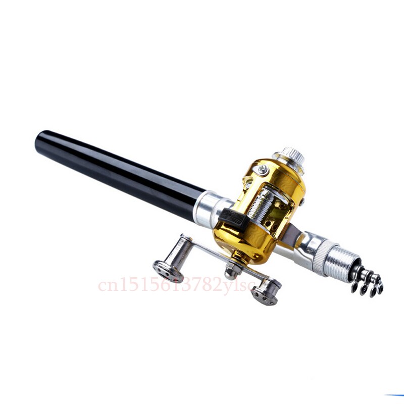Fonoun Mini Portable Pocket Fish Pen Aluminum Alloy Fishing Rod Pole Reel Pocket Pen Fishing Rod Pole Reel Combos FL89
