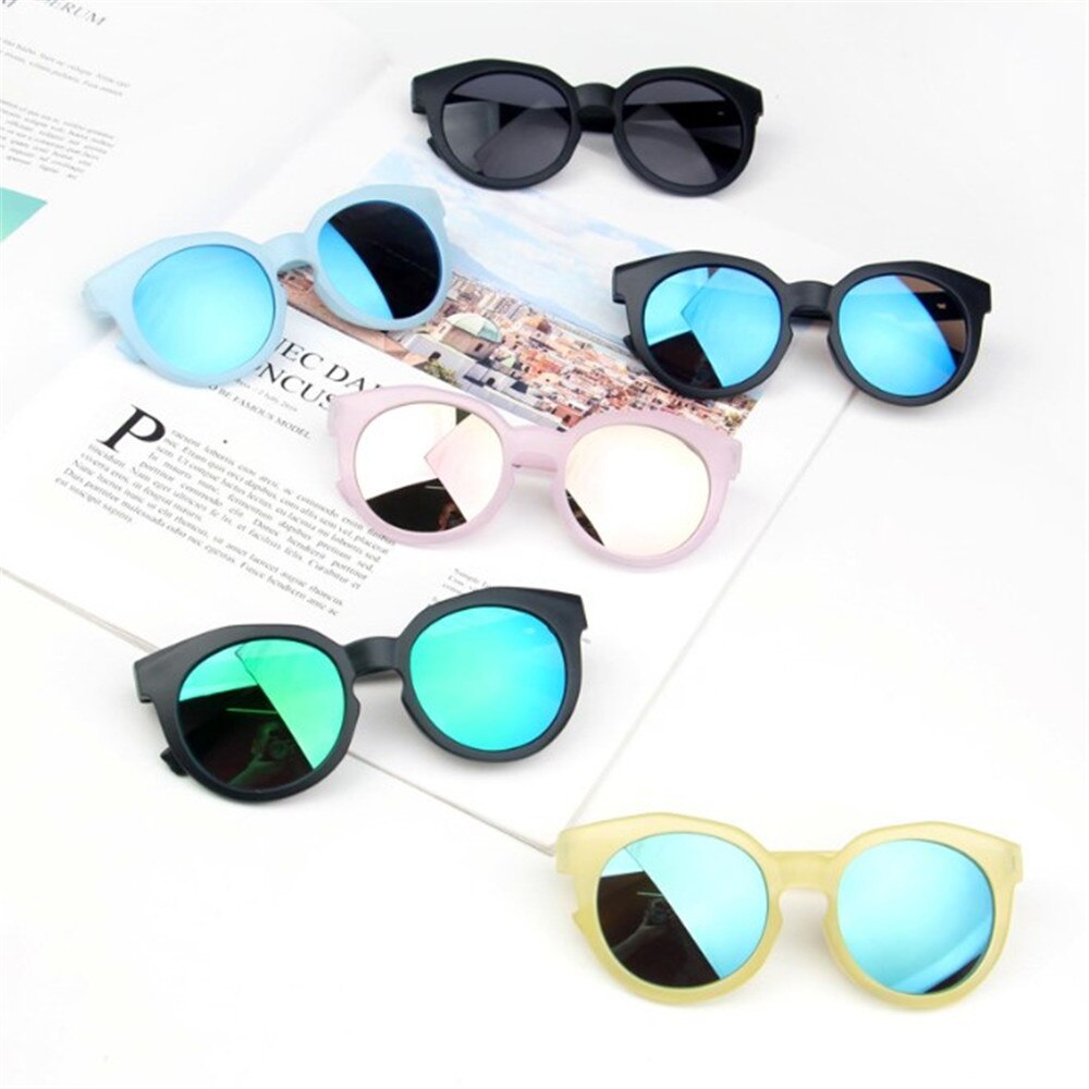 Nueva Color dulce para niños gafas de espejo reflexivas Unisex niños niñas gafas de sol niños gafas bebé protección UV