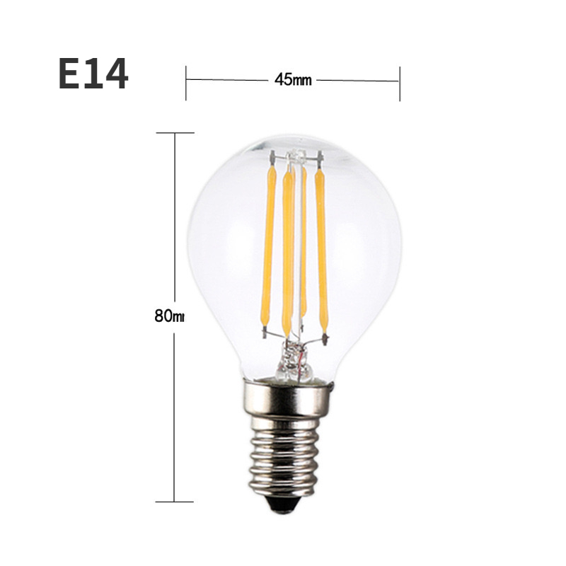 1-10PCS LED Filament Bulb E27 E14 G45 4W 6W Warm White AC220V Dimmable Glass Shell 360 Degree Edison Retro Candle Light Blubs: Warm White / Blue / 1w