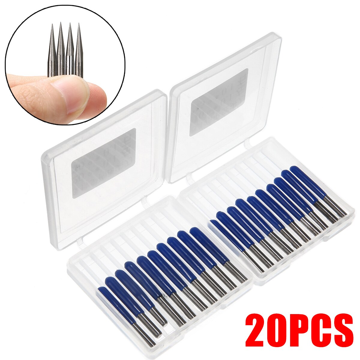 20pcs Carbide PCB Engraving Bits 3.175mm CNC Router Bit 10/15/20/30 Degree Milling Cutter Tools