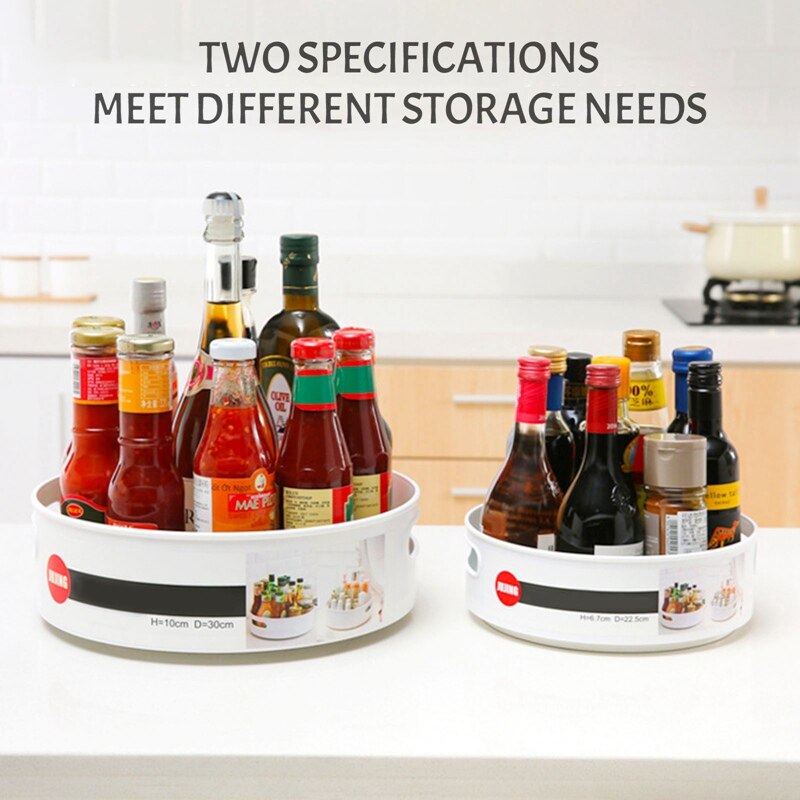 Multi-Function 360 Degree Rotating Storage Tray Container For Home Kitchen Cosmetics Turntable Rack Anti-Slip Spinning Organizer