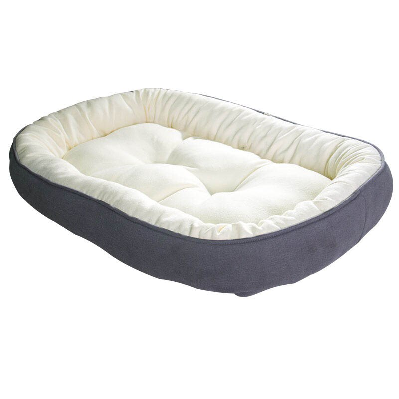 FurHaven Pet Dog Bed Cover - Luxury Mat Cuddly Terry and Suede Traditional Foam Mattress Pet Bed Replacement Cover for Dogs and Cats, Grey, Large