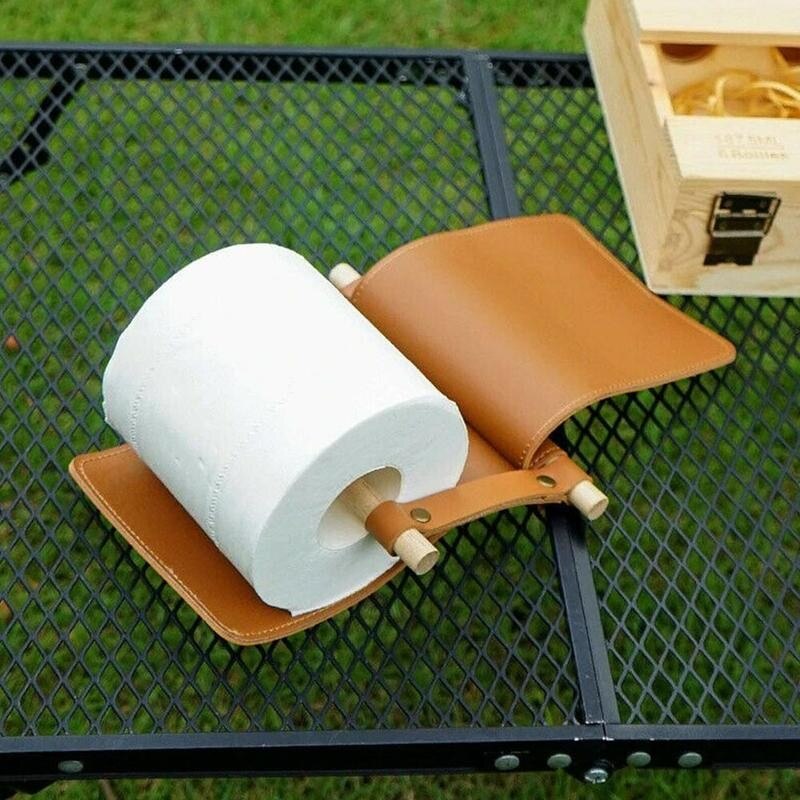 Nordic Toiletrolhouder Faux Leer Thuis Opknoping Papier Outdoor Rolhouder Hout Box Tool Camping Picknick Kunstleer Ti r4Q8