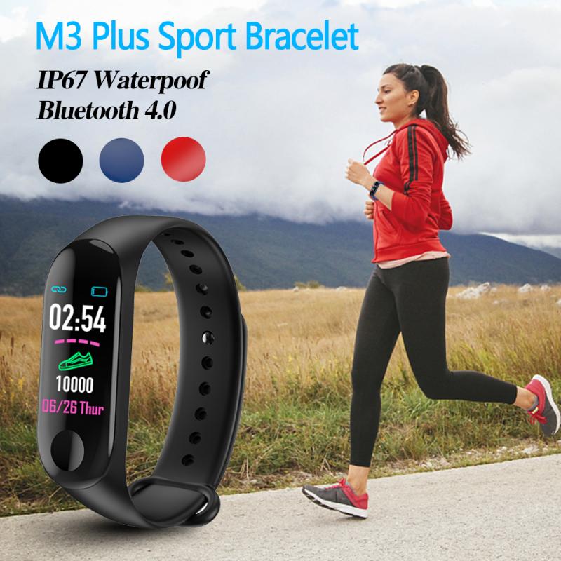 M3 Plus Sport Stappenteller Bluetooth Slimme Horloge Armband Polsband Hartslag Bloeddrukmeter Fitness Tracker Slimme Band