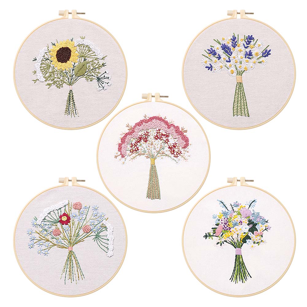 A Full Range Of Printed Embroidery Starter Kits With Patterns Instructions Adult Beginners Multicolor Manual Sewing Craft Kits