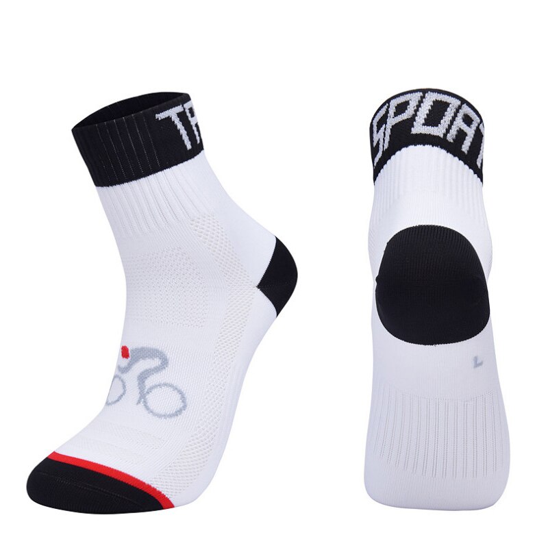 Männer Frauen Professionelle Radfahren Socke Atmungsaktive Basketball Socken Schützen Füße Wicking Bike Laufen Fußball Outdoor Sport Socken: White / L(EU39-42 US7-8.5)