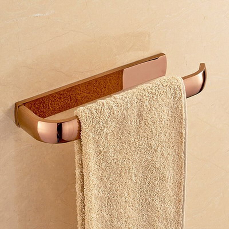 Wall Mounted Luxe Gepolijst Rose Goud Koper Messing Vierkante Badkamer Accessoires Set Bad Hardware Handdoek Bar aset022: Small Towel Bar
