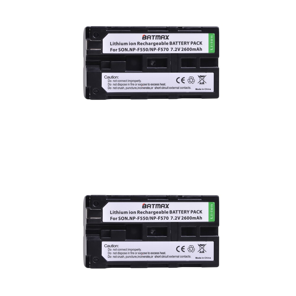 2600mAh NP-F550 NP F550 Battery Akkus + LCD Dual Charger for Sony NP-F330 NP-F530 NP-F570 NP-F730 NP-F750 Hi-8 TR716 6K Pro: 2Pcs