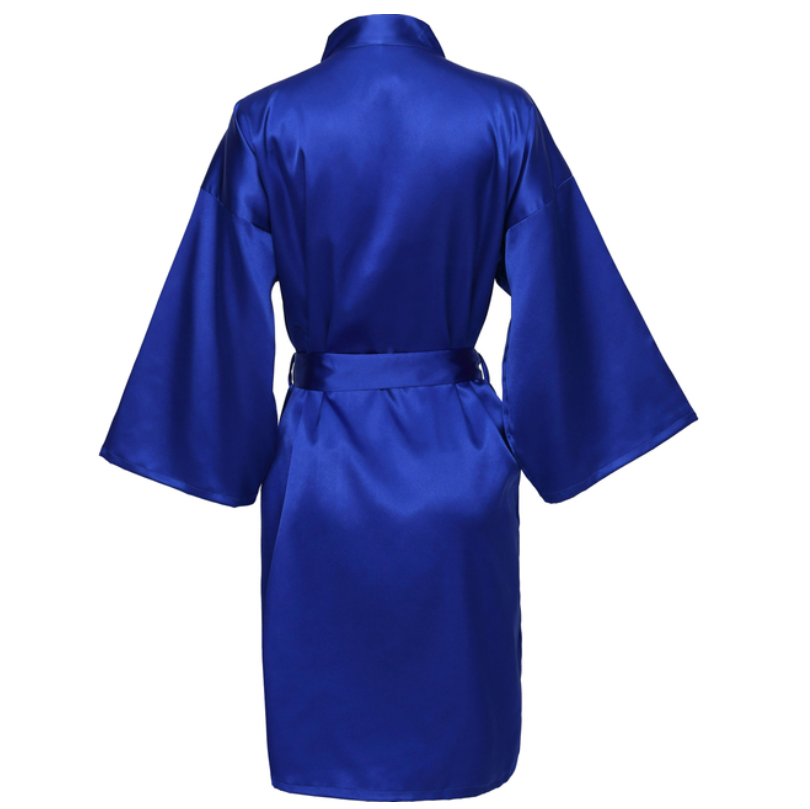 Bata de novia para equipo de de boda con letras negras, pijama de satén tipo kimono, albornoz de dama de honor SP2000: L / Negro