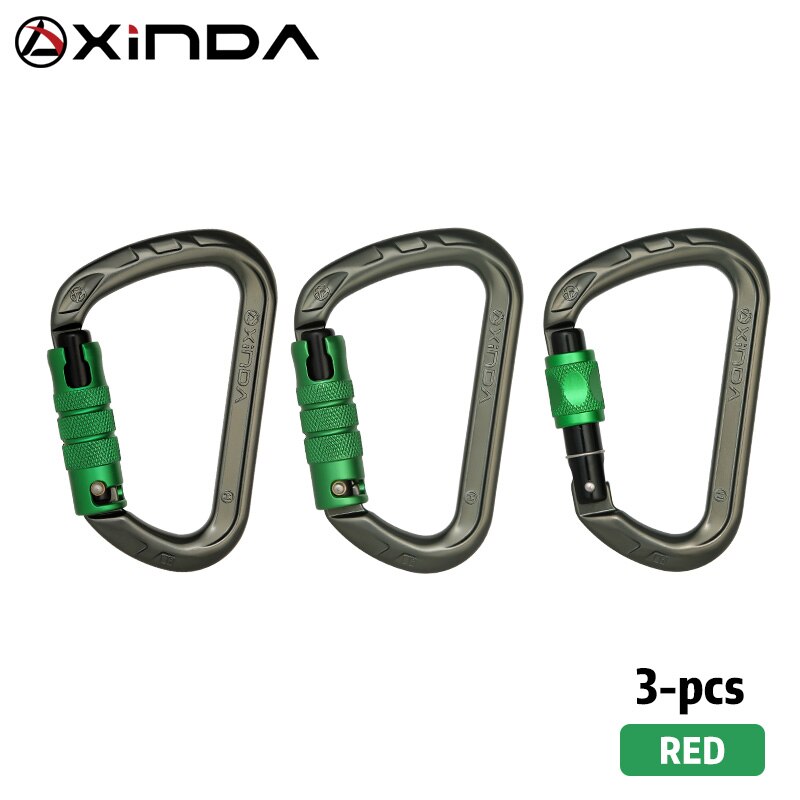 Xinda outdoor D-shape rock climbing carabiner aluminum mountaineering Screw Auto safety buckle climbing carabiner