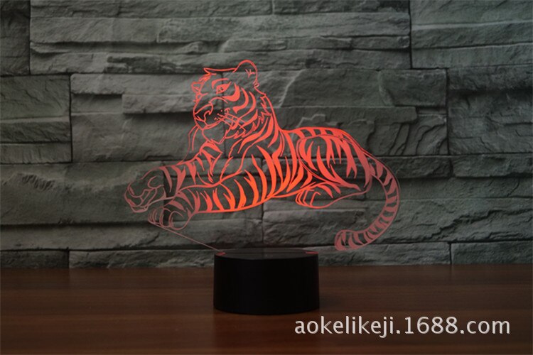 Tiger Model 3D LED Light Hologram Illusions 7 Colors Change Decor Lamp Best Night Light for Home Deco