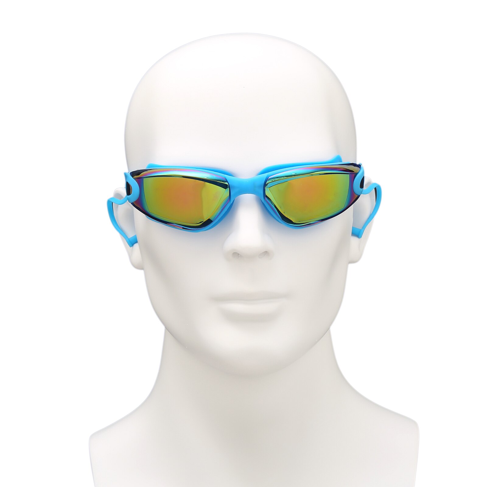 Clear Comfortabele Zwembril Met Oordopjes Uv-Anti-Fog Zwemmen Bril: Light Blue