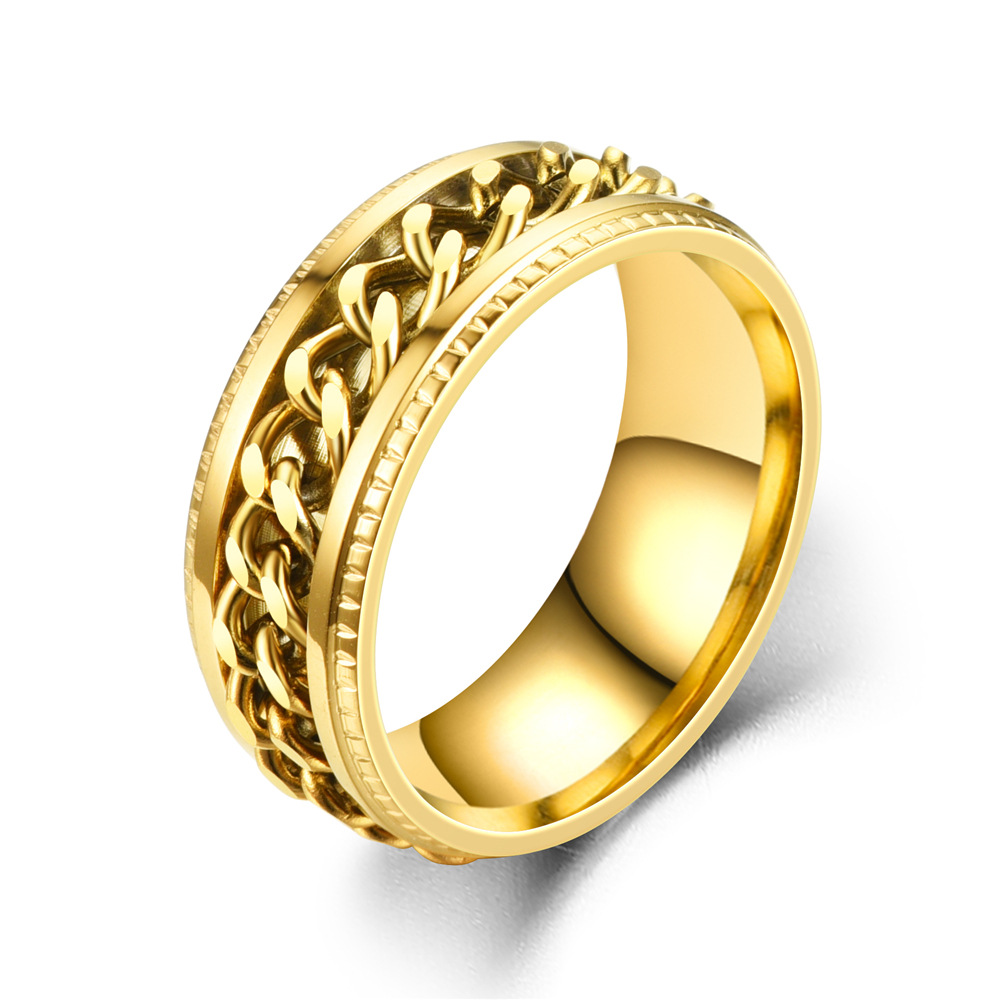 I metal spinner fidget fede ringe til mænd rustfrit stål roterbar kæde angst lindring spinning ring anillo antiestres: 11 / Grå
