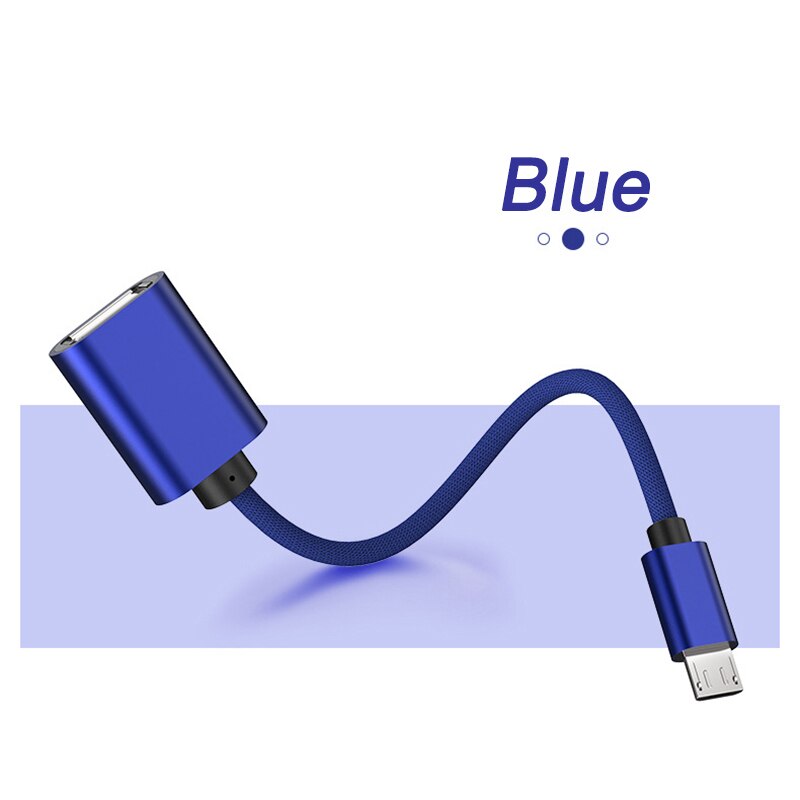 OTG Micro USB câble Micro USB mâle vers USB 2.0 femelle adaptateur pour Samsung Huawei Android téléphone lecteur Flash clavier tressé cordon: Bleu