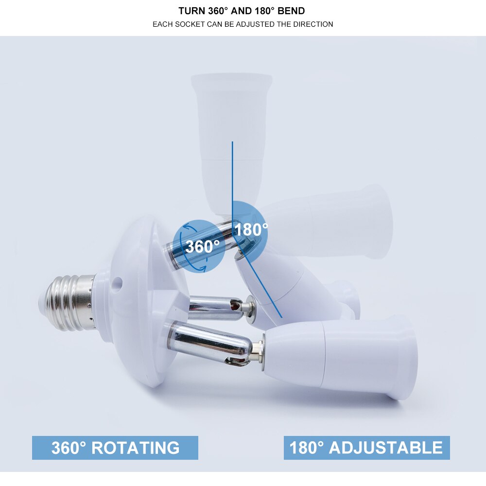 E27 Splitter 1/2/3/4/5 Hoofden Verstelbare E27 Om E27 Lampvoet Led Lamp Adapter Converter lamp Houder Socket