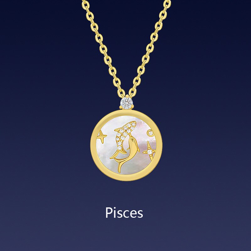 Fashionable Popular 12 Constellations Necklace Women Simple Versatile Pisces Temperament Neck Ornament: Pisces