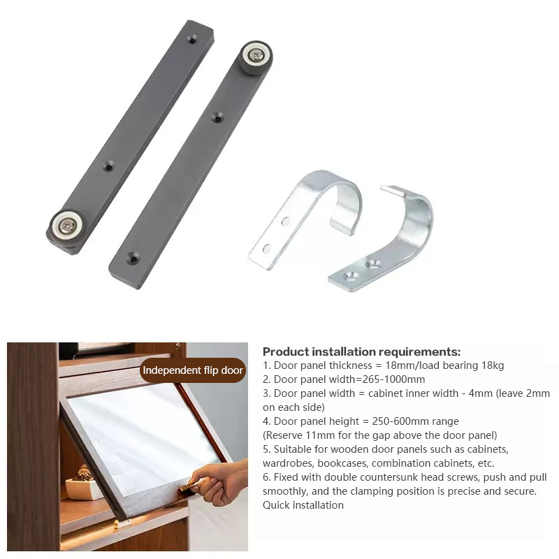 Upflip Hidden Door Sliding Track Bookcase Cabinet Rail Flat Push Hidden Track Home Hardware Hings for Wooden Wardrobe