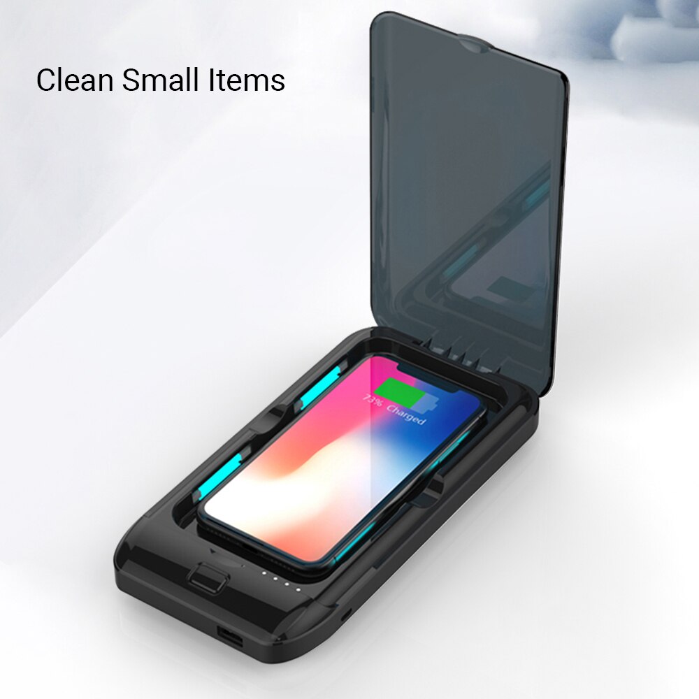 3 In 1 Uv Lichtbak Telefoon Schoner Draadloze Oplader Mobiele Telefoon Power Bank Ultraviolet Lamp Doos Voor Smart Telefoon oordopjes Horloge Toetsen