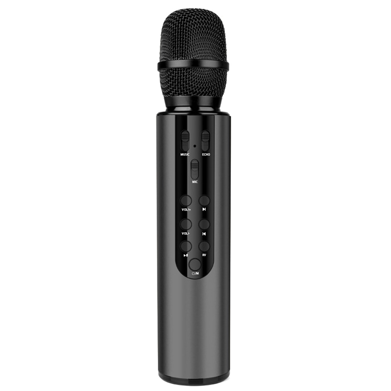 Wireless Microphone Dual Speaker Condenser Bluetooth Karaoke Speaker Microphone for Karaoke/Singing/Church/Speech Black: Default Title