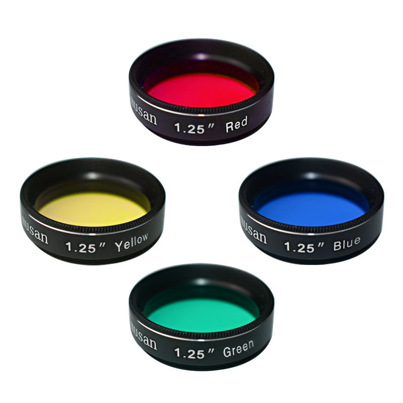 4 pièces 1.25 pouces Standard rouge jaune vert bleu couleur ensemble de filtres pour télescope oculaire pour l'observation lunaire/planétaire
