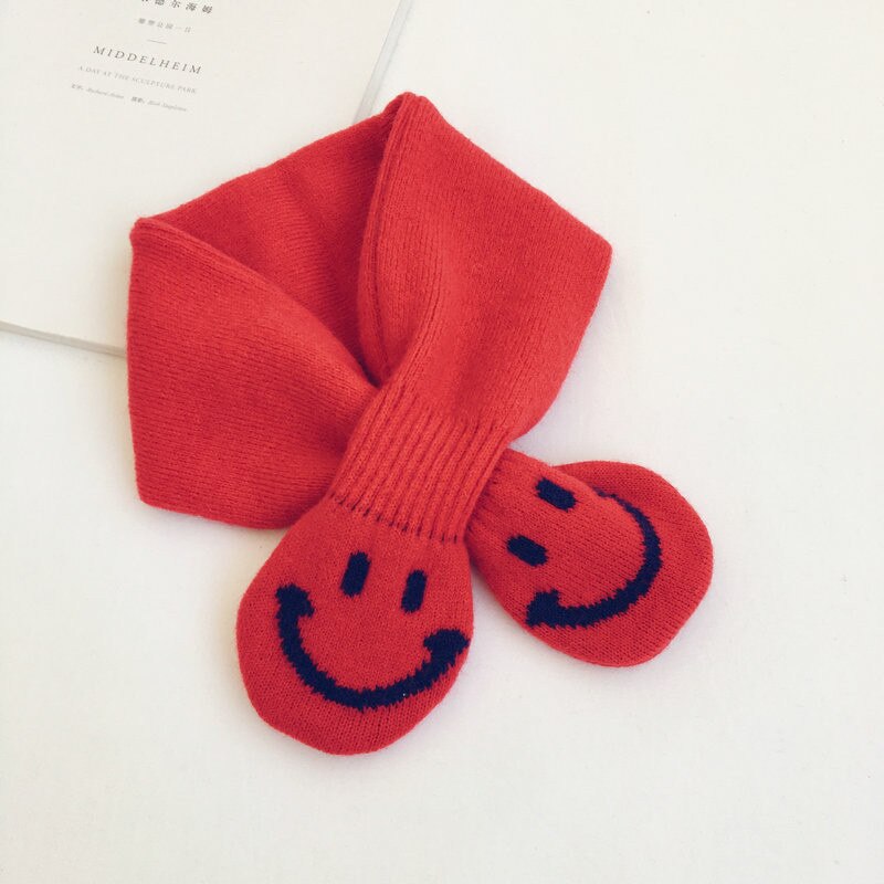 Style coréen hiver bébé filles garçons mignon dessin animé tricoté écharpe enfants doux tout-match croix foulard: Red