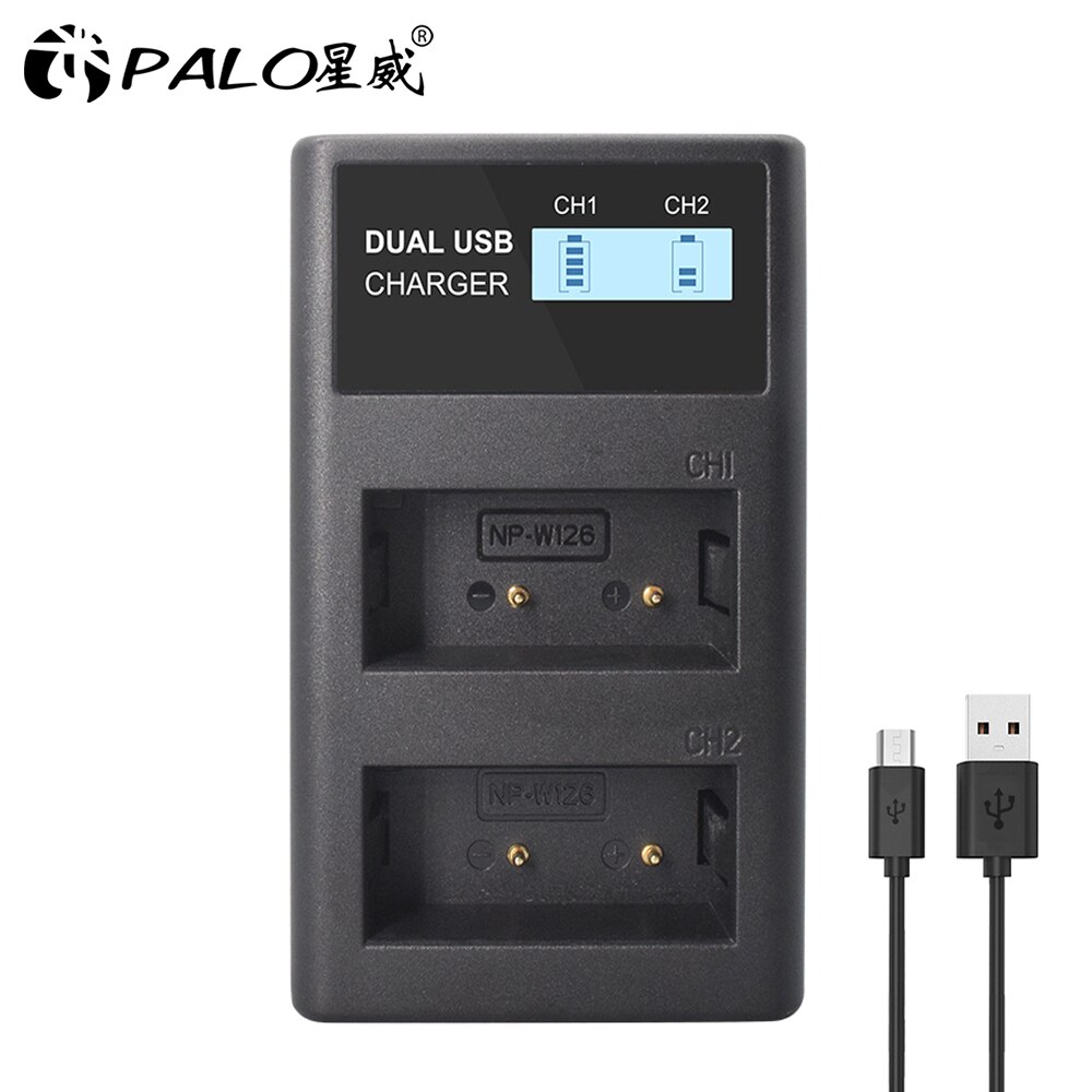 Cargador USB LCD para batería de NP-W126, accesorio para Fujifil Fuji NP-W126, XA5, XT20, XT2, XT1, XT100, X-T3, XT10, XE3, X100F, X-A1, NPW126 NP W126