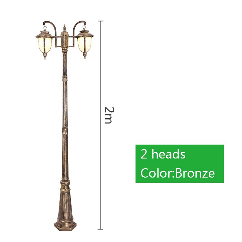 Waterproof Led Street Light Yard Outdoor Lamp Industrial Garden Square Highway Area Parking Lighting Garden park LED Road lamp: Bronze 2 heads 2M