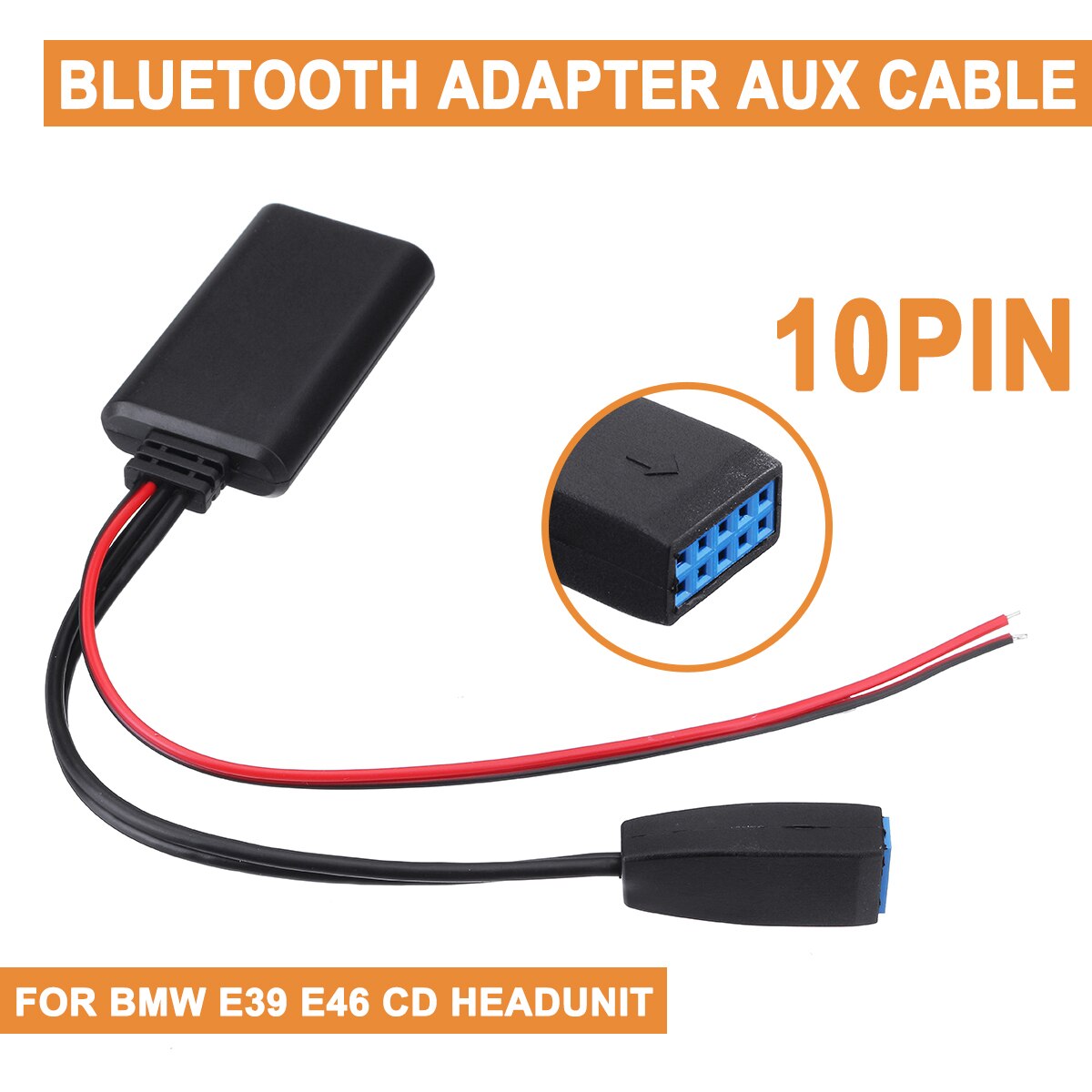 For BMW E39 E46 10-pin Adapter Audio CableCar bluetooth Module Auxiliary Receiver Cable