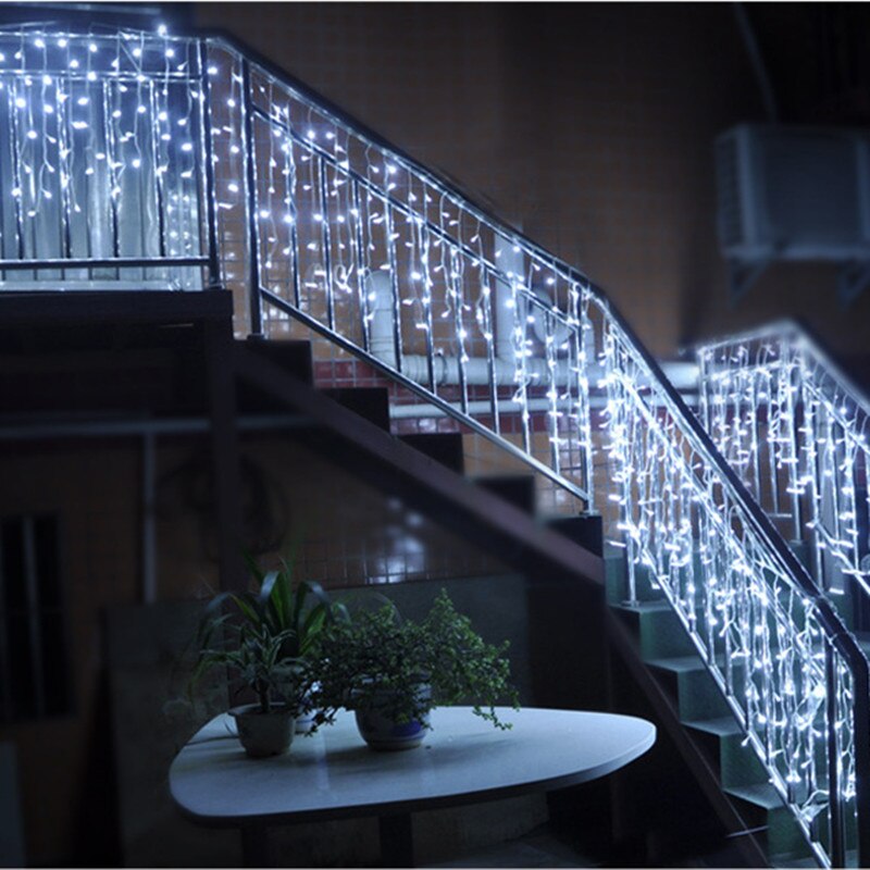 Waterproof Christmas Lights 5M Droop 0.4-0.6m Outdoor Icicle String Lights for Garden Mall Eaves Balcony Fence House Decoration