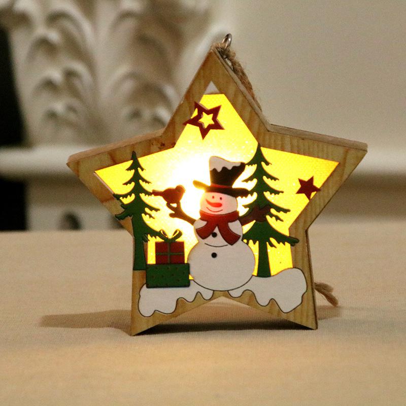 Glorystar jul xmas træ ornament træ glødende vedhæng dekoration rekvisitter: Stjerne snemand