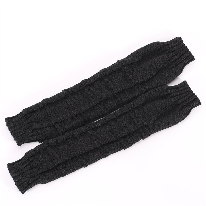 Retro kvinnlig kausal damhandskar twist fingerlösa handskar vinter armvärmare lång stickad vante för dam damhandskar: Svart