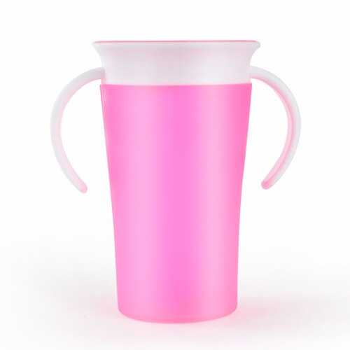 360 grader kan drejes baby læring drikke kop med dobbelt håndtag flip låg lækagesikker magiske spædbørn kopper har cup cover: Rød