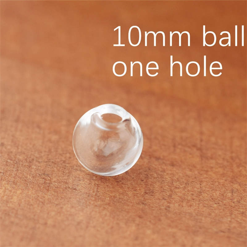10 Stück 8–25 mm hohle Glaskugel mit einem Loch, runde Blasenfläschchen, Glaskugel, Kugeln, Schmuckzubehör, Glasmedaillon-Zubehör: Black