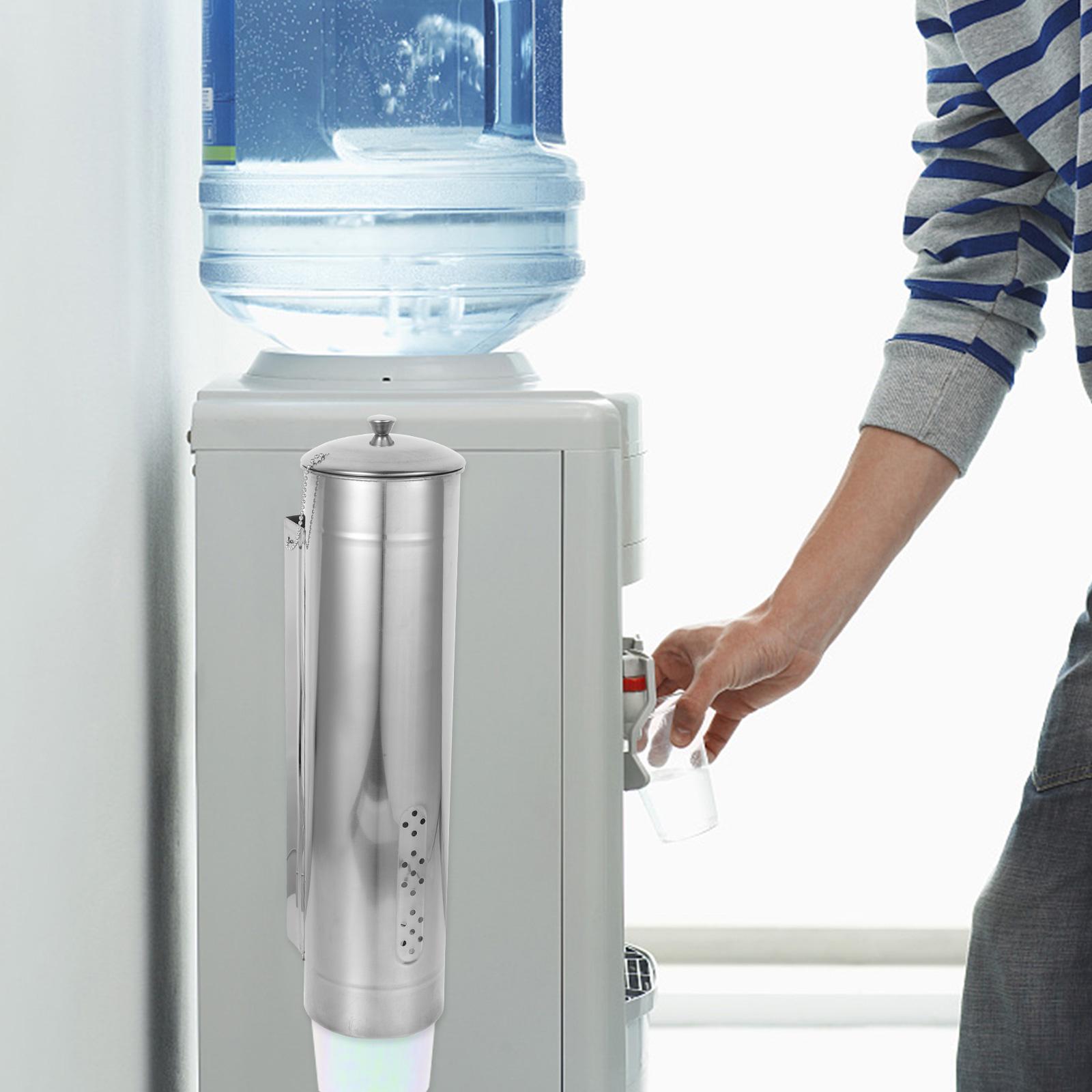 Wall Mount Cup Dispenser Stainless Steel Paper Holder Water Cooler Disposable 120pcs Plastic Hanger Hygienic