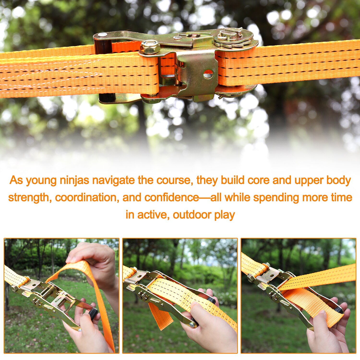 Ninja Line Children climbing equipment Ninja Rope Obstacle Training Equipment Kids Fun Slack Line Outdoor Children's carabiner