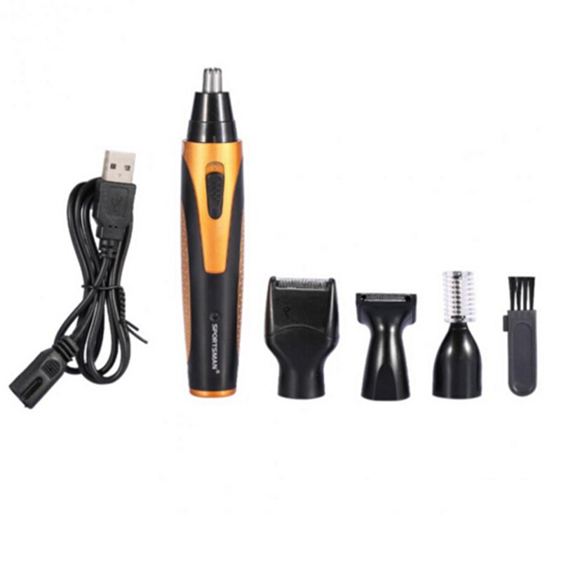 SPORTSMAN 4in1 USB Rechargeable waterproof Nose Sideburn Eyebrow Beard Ear Hair Trimmer