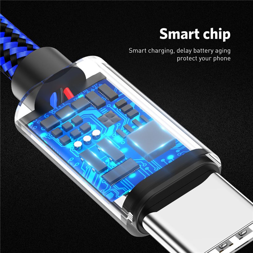Uslion usb-type c-kabel voor samsung  s9 s8 note 9 xiaomi  mi 8 f1 usb-c snellaadkabel voor huawei mate 20 pro type-c-kabel