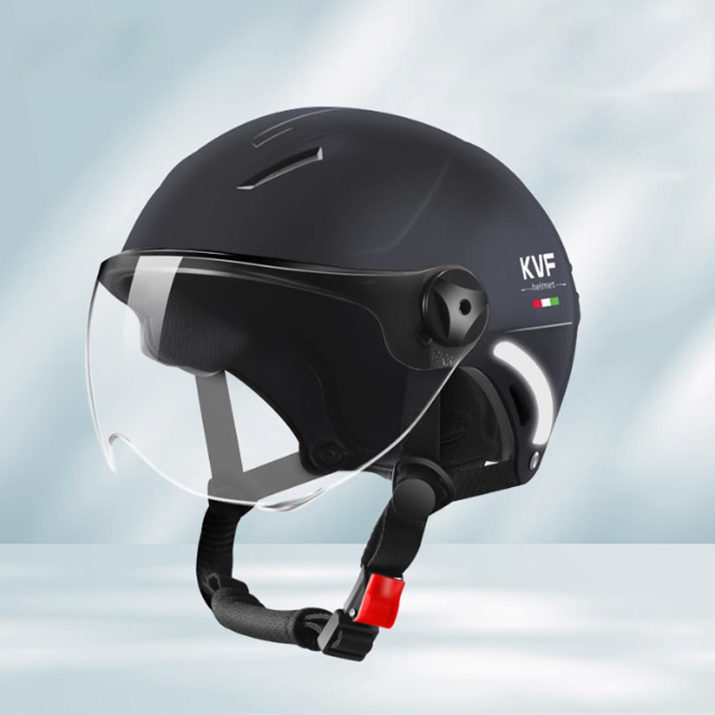 Motorcycle Helmet MEN Woman Electric Motor Car Scooter Bike Open Face Half Helmet Anti Safety Hat Bicycle Cap With Goggles: Blue