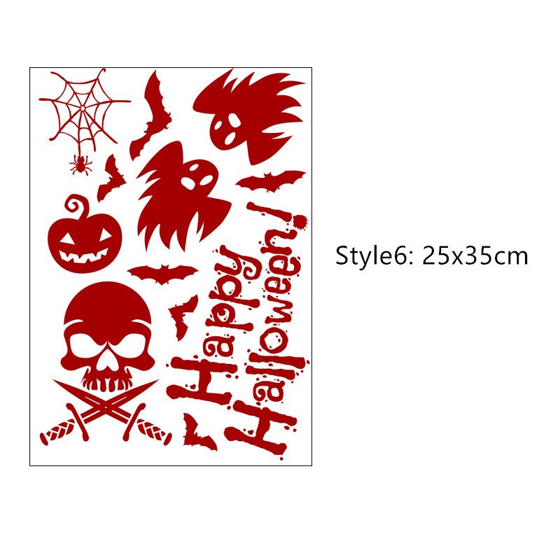 Autocollant mural avec impression de sang à la main, décorations d'halloween, autocollant avec empreinte de sang, chauve-souris de pâques: 6