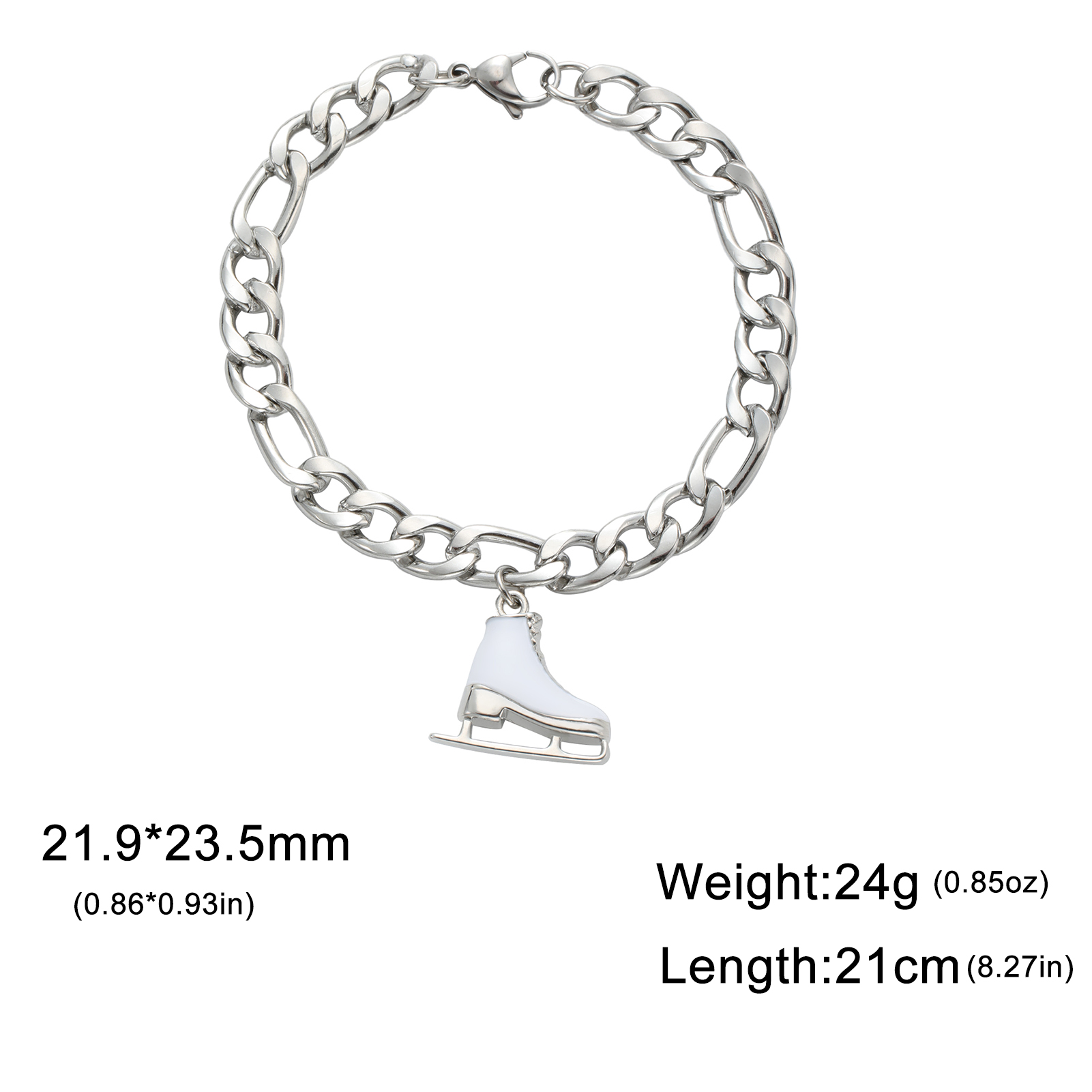 EUEAVAN cristallo zircone Ghiaccio pattinare scarpa fascino bracciale smalto lusso blu rosa bracciali pattinaggio di figura sport donna uomo gioielli: Verde Dragonly