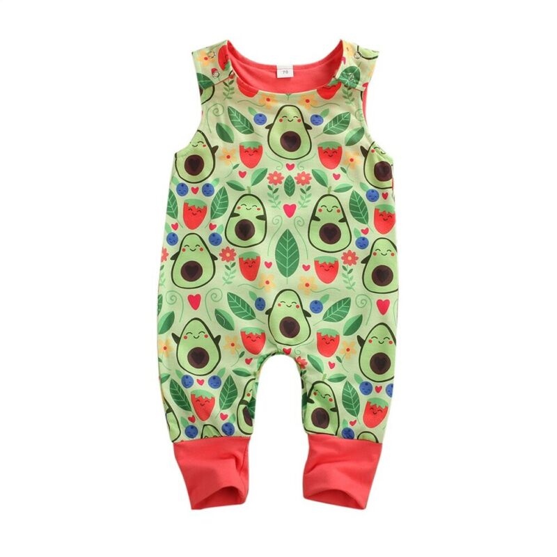 Baby Sommer Kleidung Neugeborene Jungen Mädchen Kleidung Avocado Strampler ärmellos Obst Druck Gesamt Gesamt Outfit