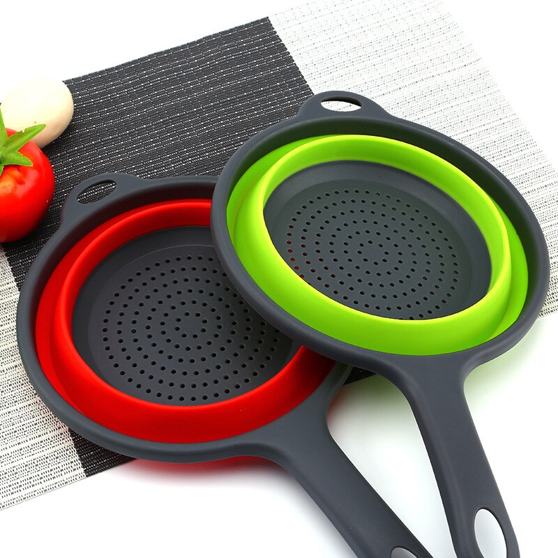 Foldable Silicone Colander Fruit Vegetable Washing Basket Strainer With Handle Strainer Collapsible Drainer Kitchen Tools