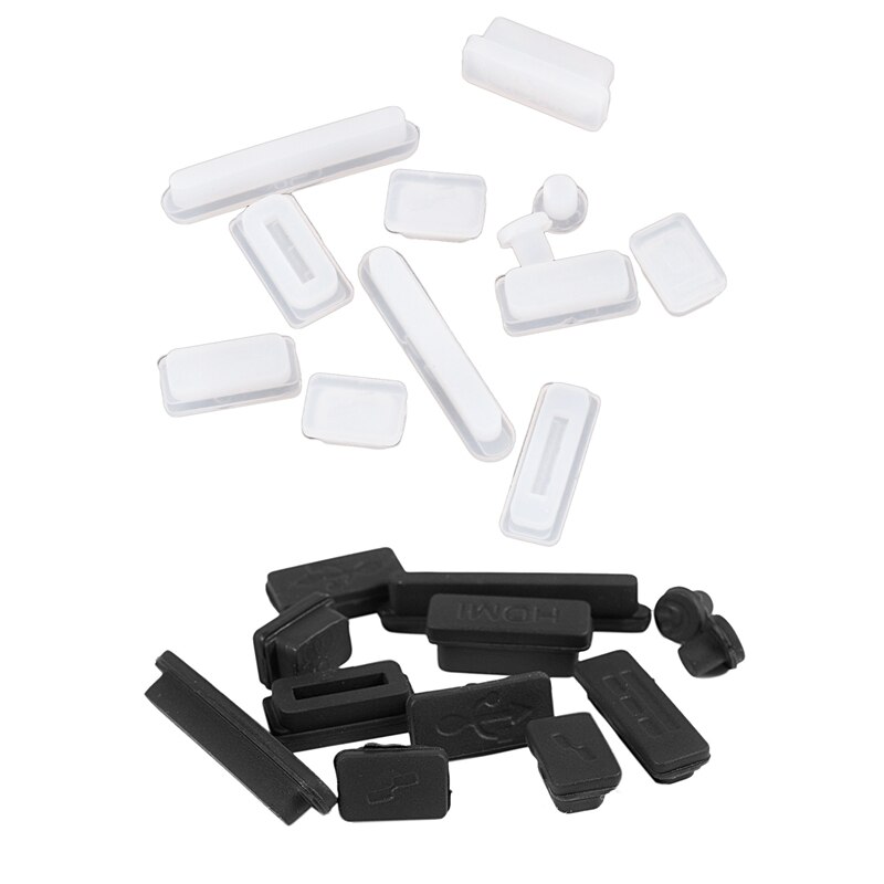 24 Pcs USB Plug Cover Anti-Dust Silicone for Pro 13 inch 15inch Air 11 inch Black &amp; White